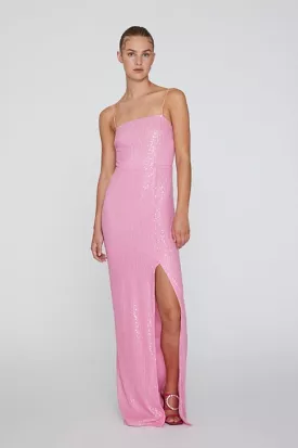 Rotate - Sequins Maxi Slit Dress - Begonia Pink