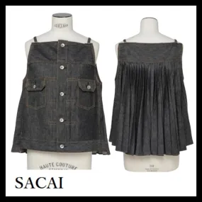 sacai  |Casual Style Denim Plain Cotton Party Style Oversized