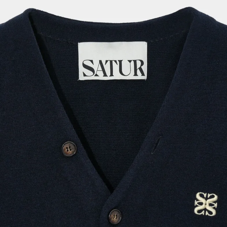 SATUR  |Unisex Street Style Plain Oversized Logo Cardigans