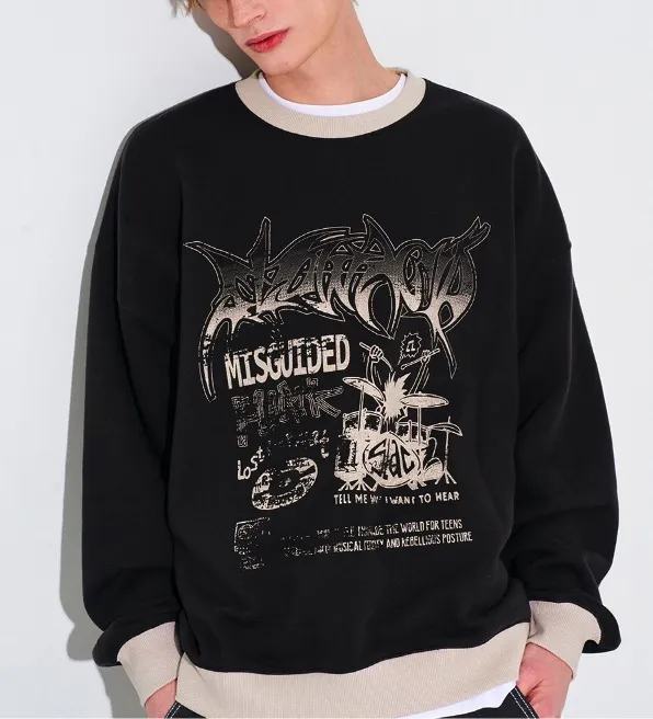 SLOW ACID  |Unisex U-Neck Long Sleeves Oversized Logo Sweatshirts