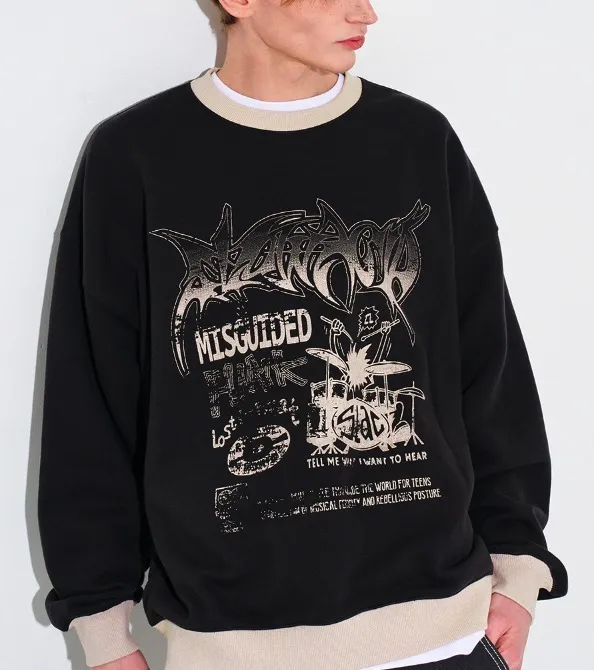 SLOW ACID  |Unisex U-Neck Long Sleeves Oversized Logo Sweatshirts