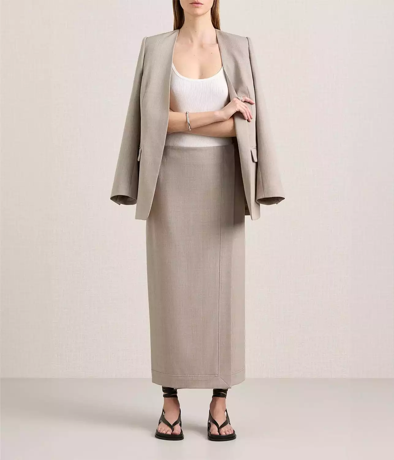 THE JOAN WRAP SKIRT- ALMOND