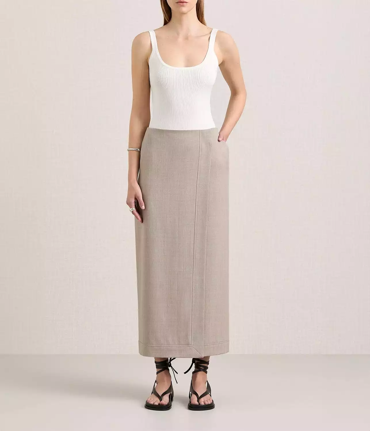 THE JOAN WRAP SKIRT- ALMOND