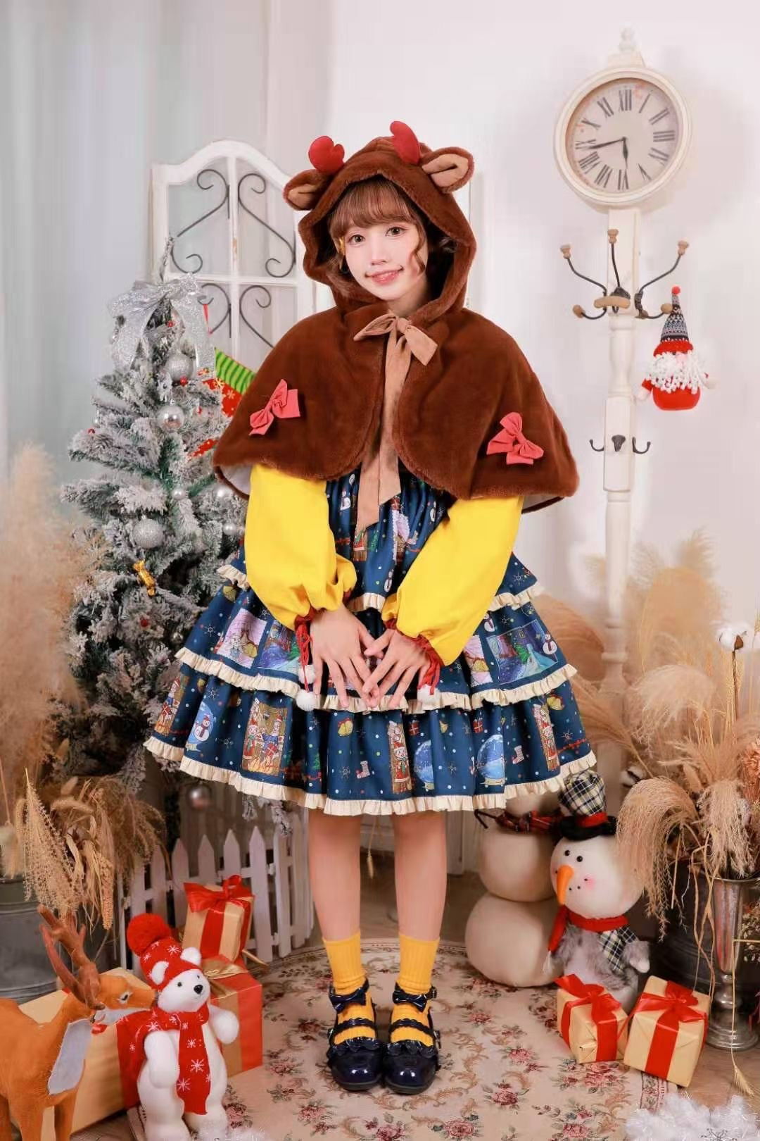 The letter after Christmas lolita set dress + vest+ Elk cloak