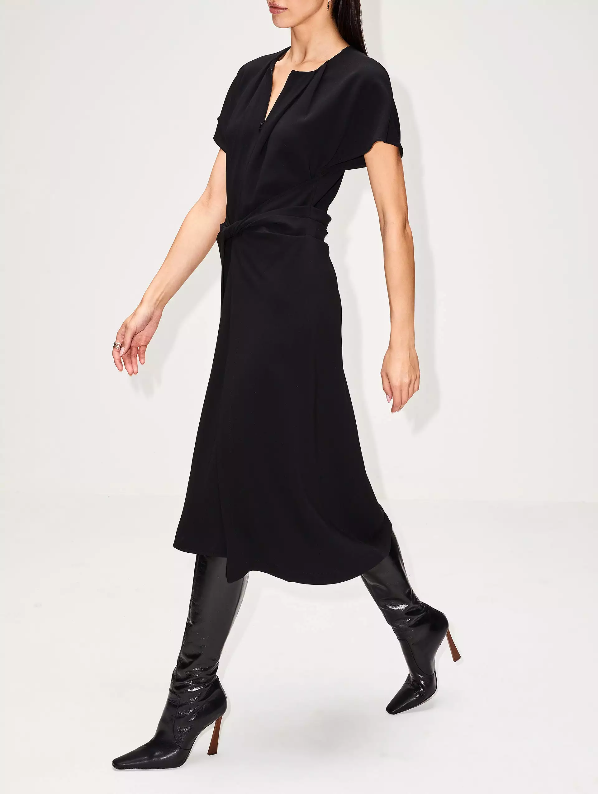 V Neck Crepe Dress