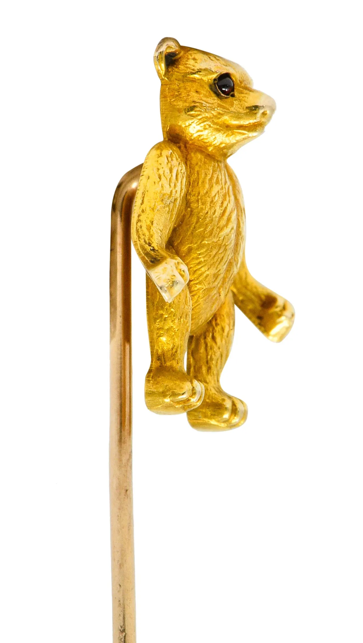 Victorian Garnet 14 Karat Gold Teddy Bear Stickpin