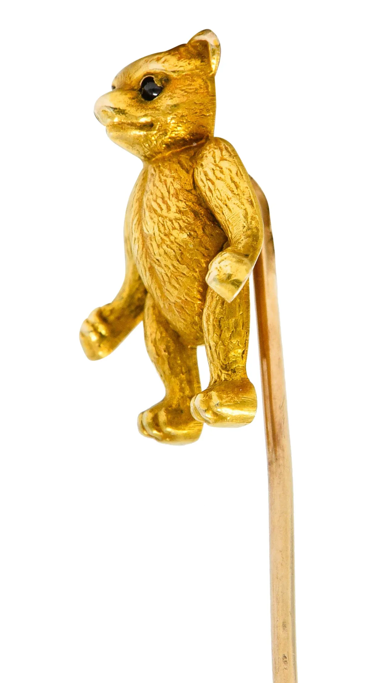 Victorian Garnet 14 Karat Gold Teddy Bear Stickpin