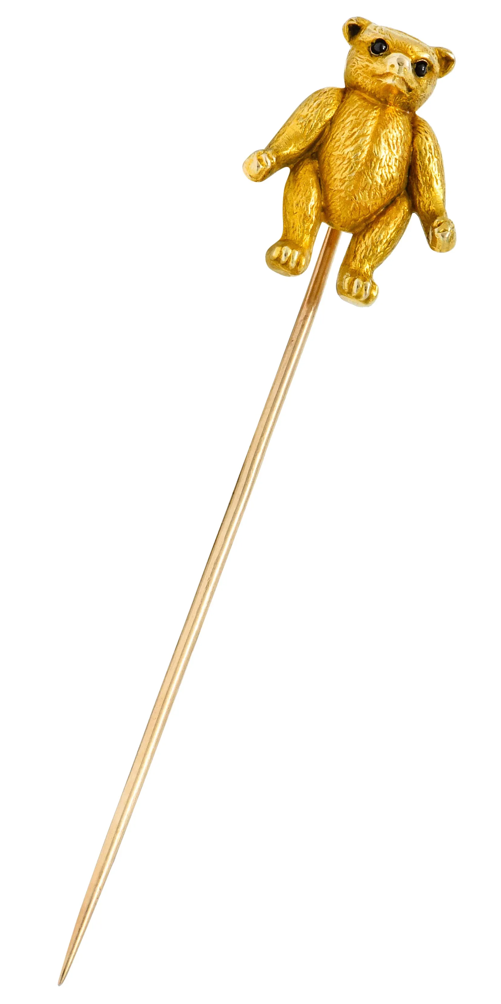 Victorian Garnet 14 Karat Gold Teddy Bear Stickpin