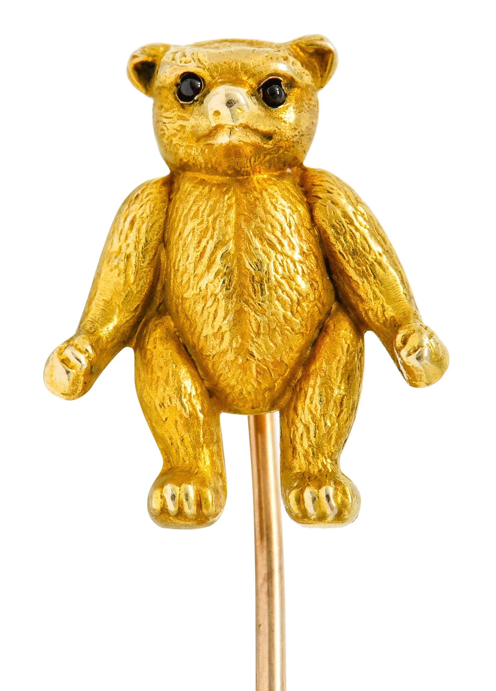 Victorian Garnet 14 Karat Gold Teddy Bear Stickpin