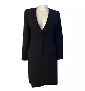 Vintage Chanel 98A, 1998 Fall black skirt suit FR 36