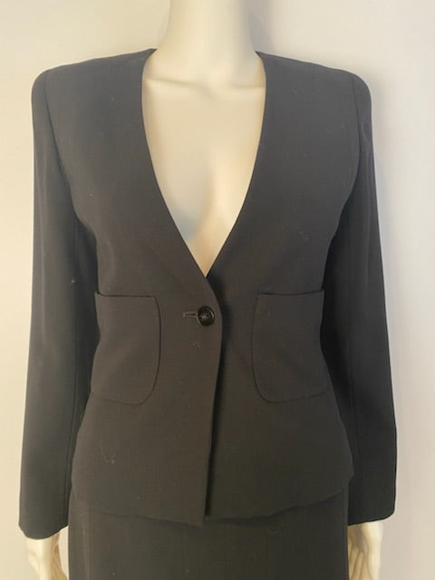 Vintage Chanel 98A, 1998 Fall black skirt suit FR 36