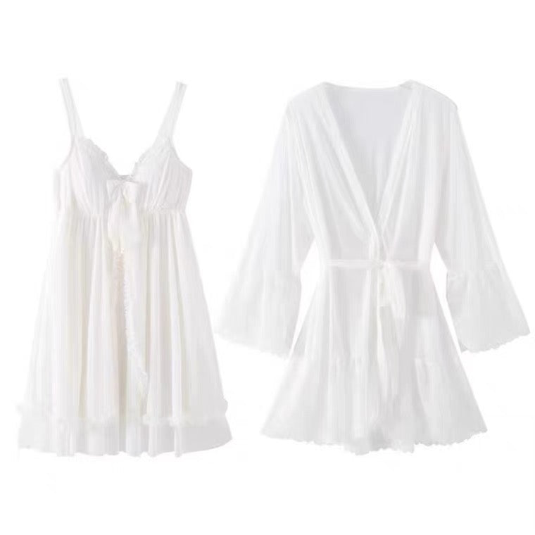 White lover 白い恋人 cami dress + rope set pyjamas night dress set 2pc