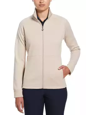 Womens Hexagon Heather Fleece Golf Jacket